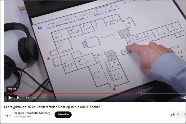 Youtube-Video Vorschaubild mit dem Titel "Lehre@Philipp 2022: Barrierefreier Einstieg in die MINT-Fächer"