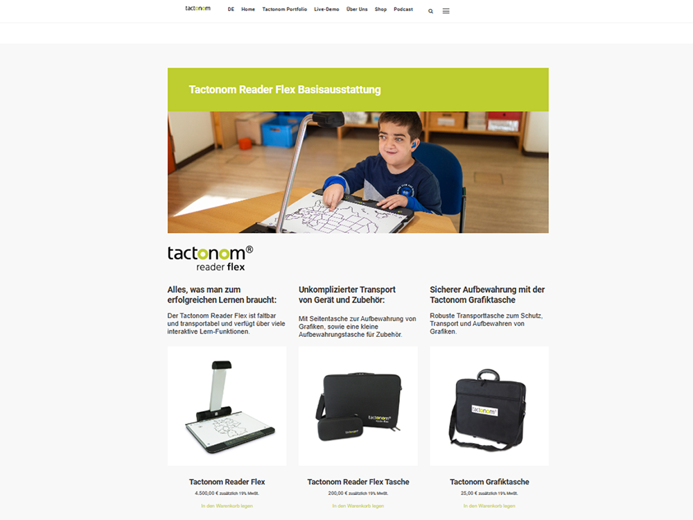 Screenshot des Tactonom Shops